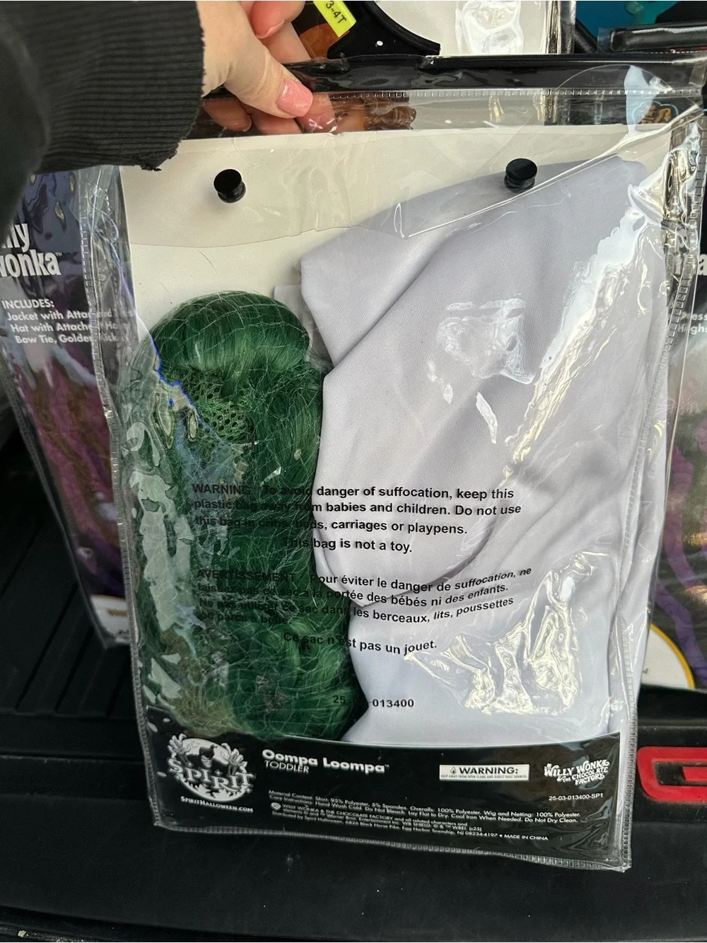 Willy Wonka Oompa Loompa Toddler Costume - Green Wig & Brown/White Jumpsuit - Picture 2 of 2